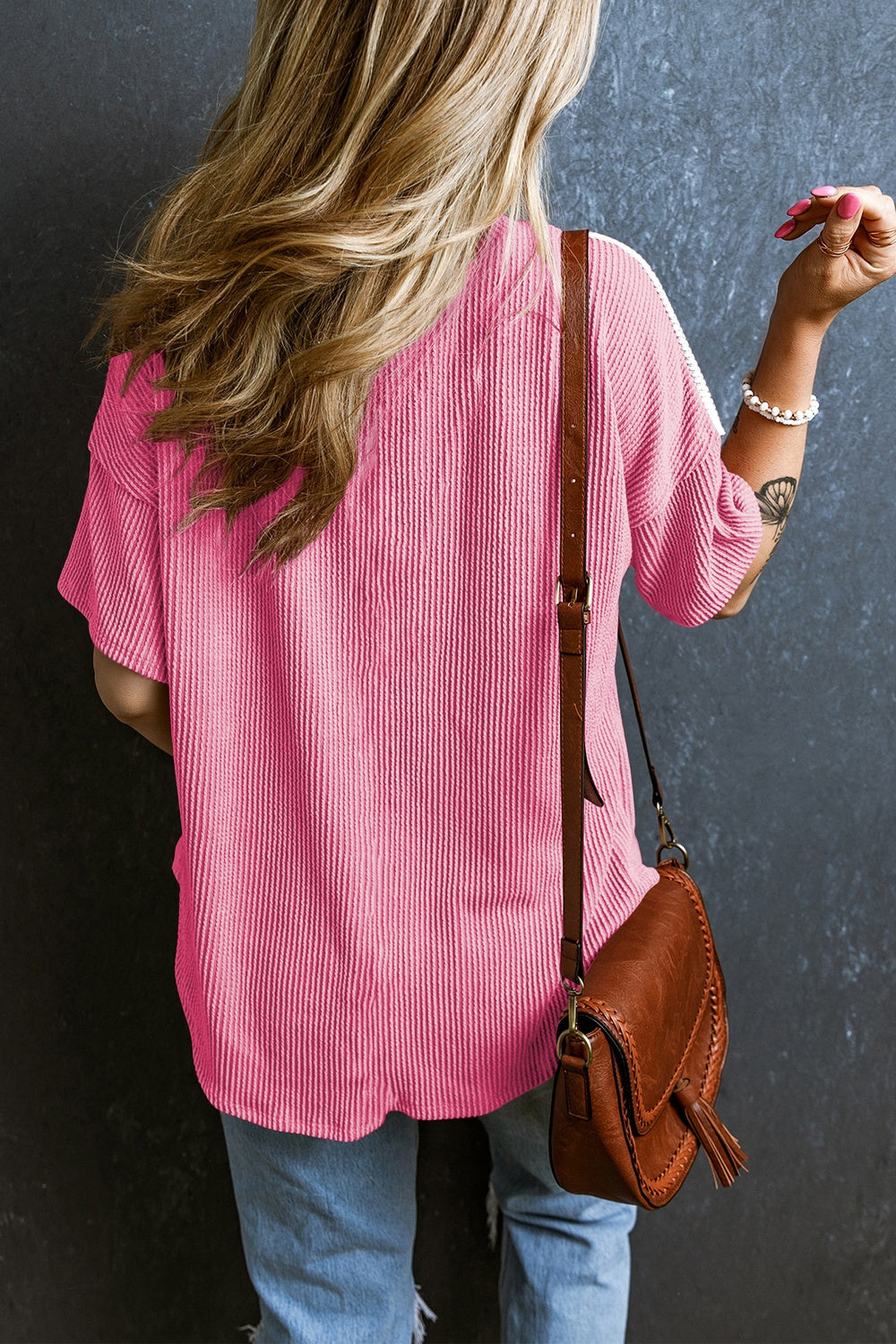 Color Block V-Neck Short Sleeve T-Shirt Color Block V-Neck Short Sleeve T-Shirt